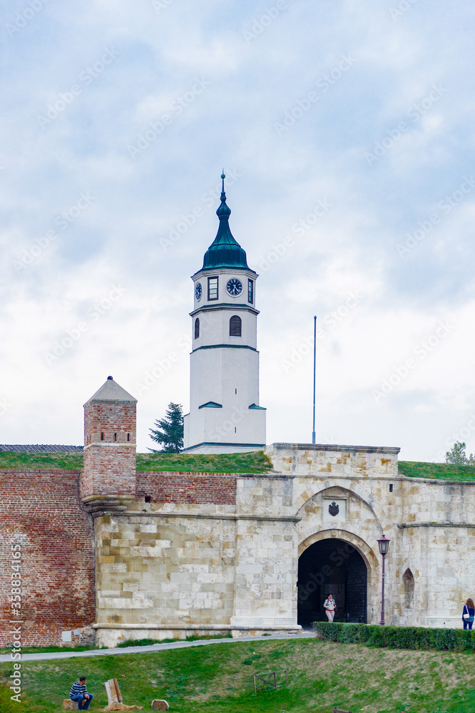 It's Clock gate of the Belgrade Fortress (Stari Grad). Belgrade Fortress - Monument of Culture of Exceptional Importance in 1979. Serbia