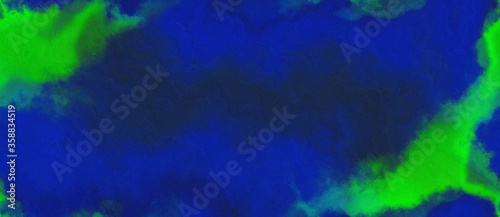 abstract watercolor background with watercolor paint with midnight blue, lime green and dark blue colors. can be used as web banner or background