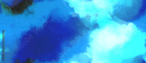 abstract watercolor background with watercolor paint with dodger blue, midnight blue and turquoise colors. can be used as web banner or background