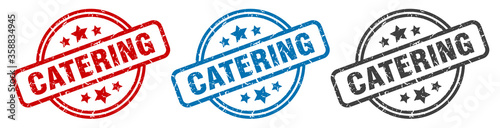 catering stamp. catering round isolated sign. catering label set