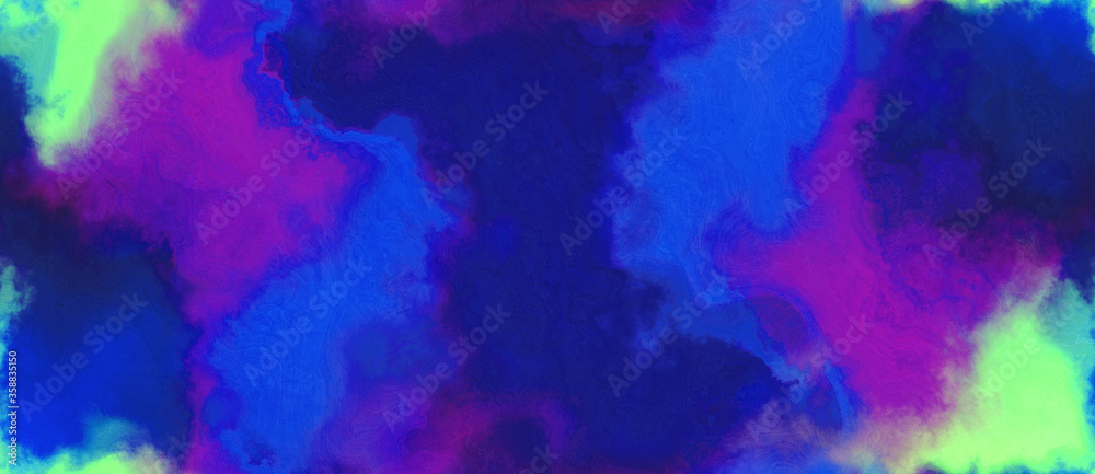 abstract watercolor background with watercolor paint with dark slate blue, light green and midnight blue colors. can be used as background texture or graphic element