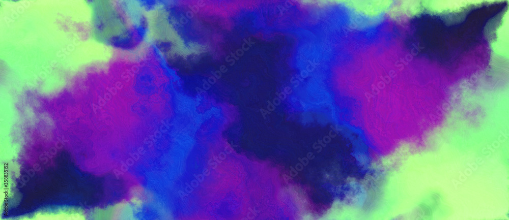 abstract watercolor background with watercolor paint with light green, dark slate blue and dark orchid colors. can be used as web banner or background