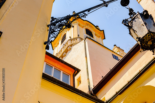 Canvas Print Architecture of Bratislava, capital of Slovakia, which lays on both banks of the Danube River and the left bank of the Morava River