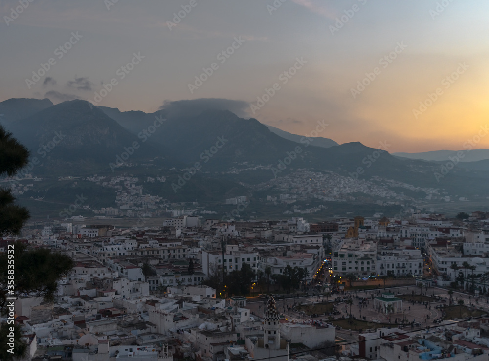 Tetouan in Northern Morocco with Rif Mountains in the background

