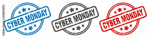 cyber monday stamp. cyber monday round isolated sign. cyber monday label set