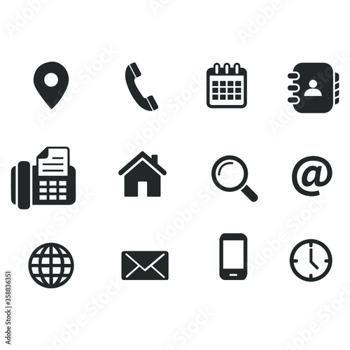 contact information business card web icon set in vector format