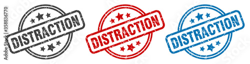 distraction stamp. distraction round isolated sign. distraction label set
