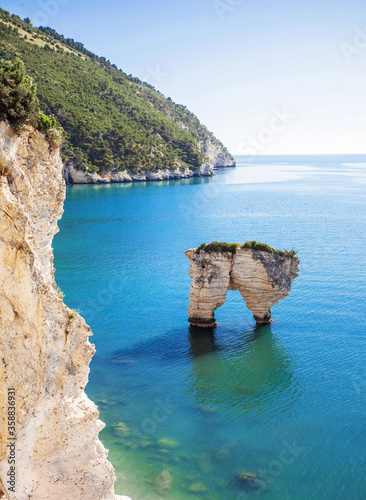 Scenic sea view on Italian coast (Baia delle Zagare beach, Gargano), Puglia, Italy, Travel, nature, landscape, seascape concept