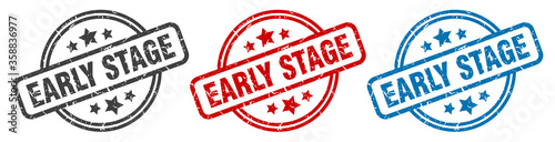 early stage stamp. early stage round isolated sign. early stage label set