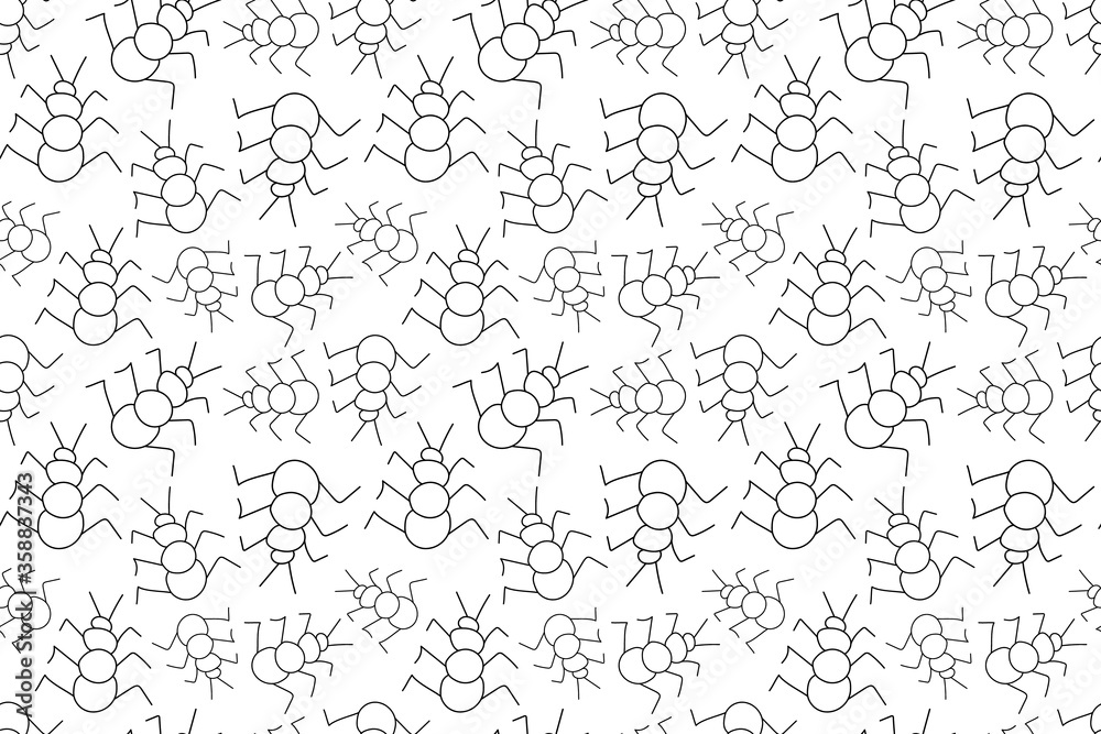 Pattern with ants on a white background. Nasty insects Pattern with ants on a white background. Nasty insects