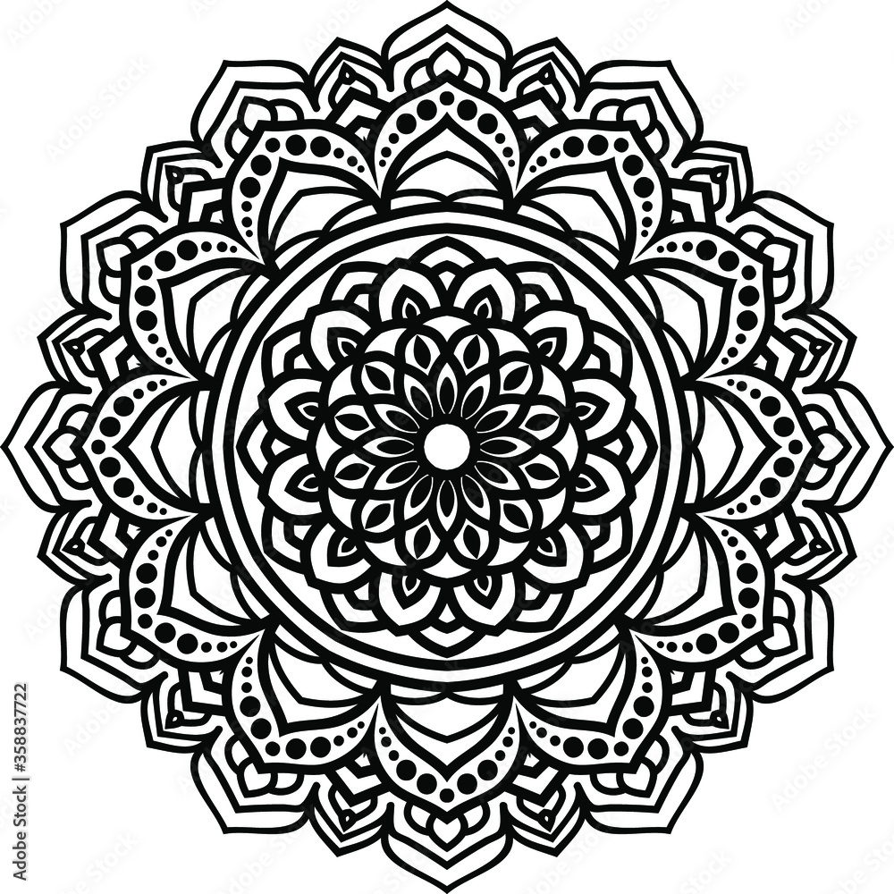 Mandala art or circular pattern for page decoration card, adult coloring book, logo, meditation poster, henna, mehndi, tattoo.
Mandala art or circular pattern for page decoration card, adult coloring book, logo, meditation poster, henna, mehndi, tattoo.