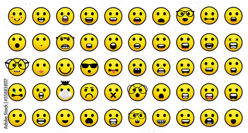 Set of Emoticons. Set of Emoji. Isolated vector illustration on white background