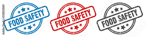 food safety stamp. food safety round isolated sign. food safety label set