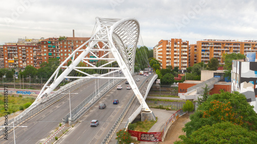 Canvas Print Aerial view of the Settimia Spizzichino bridge known as Ostiense overpass
