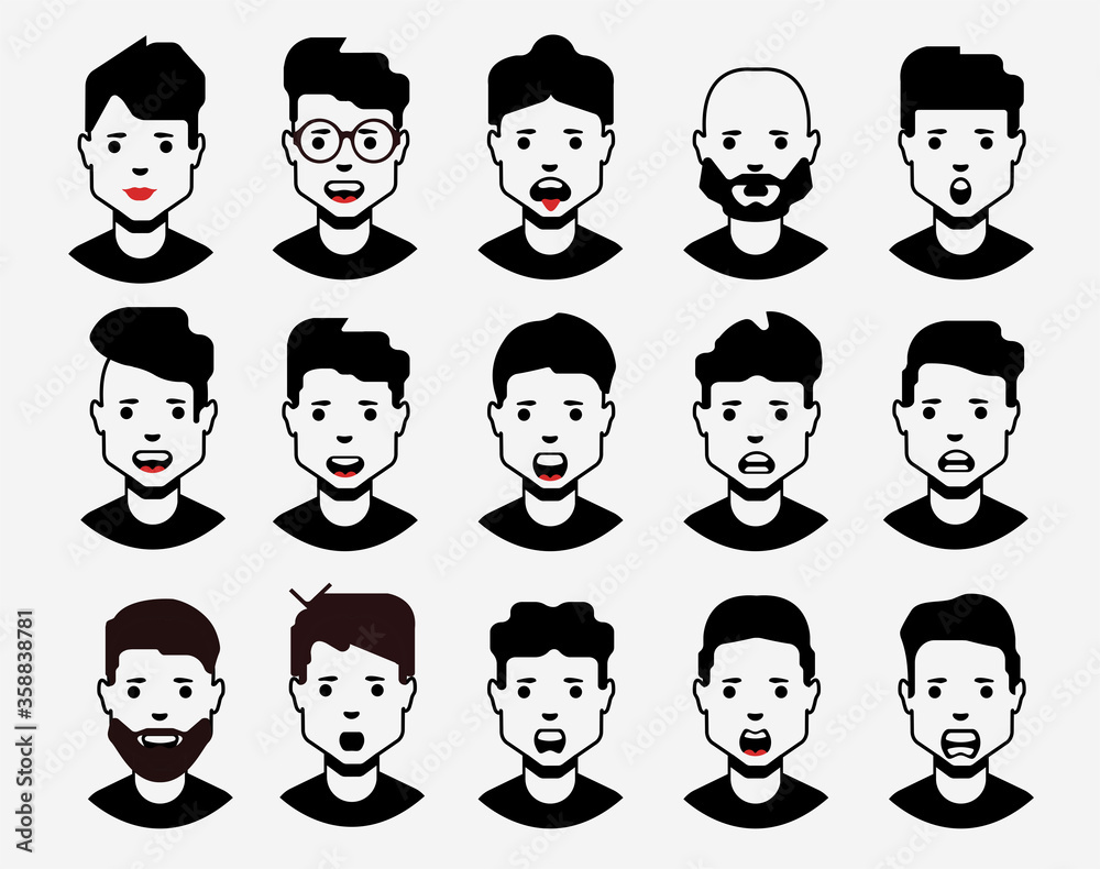 Flat line black avatar icons collection of people avatars for social network, social media. Flat line black avatar icons collection of people avatars for social network, social media.