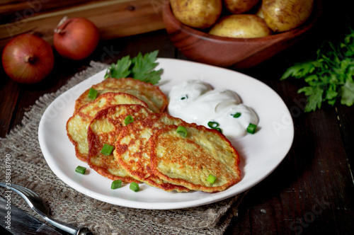 Potato pancakes or draniki, latkes