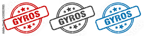 gyros stamp. gyros round isolated sign. gyros label set