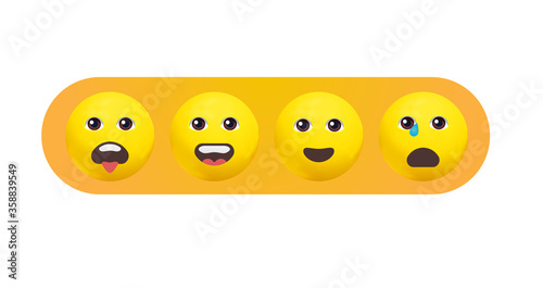 Set of Emoticons. Set of Emoji. Isolated vector illustration on white background