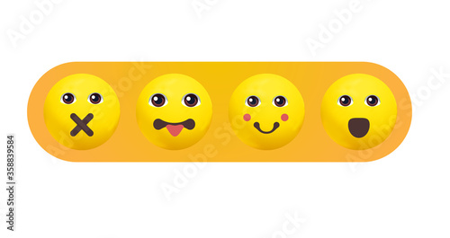 Set of Emoticons. Set of Emoji. Isolated vector illustration on white background