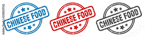 chinese food stamp. chinese food round isolated sign. chinese food label set