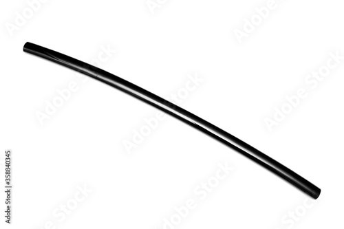 Shiny black Japanese sword with scabbard isolated in white background . This kind of Japanese sword is called 'Shirasaya'