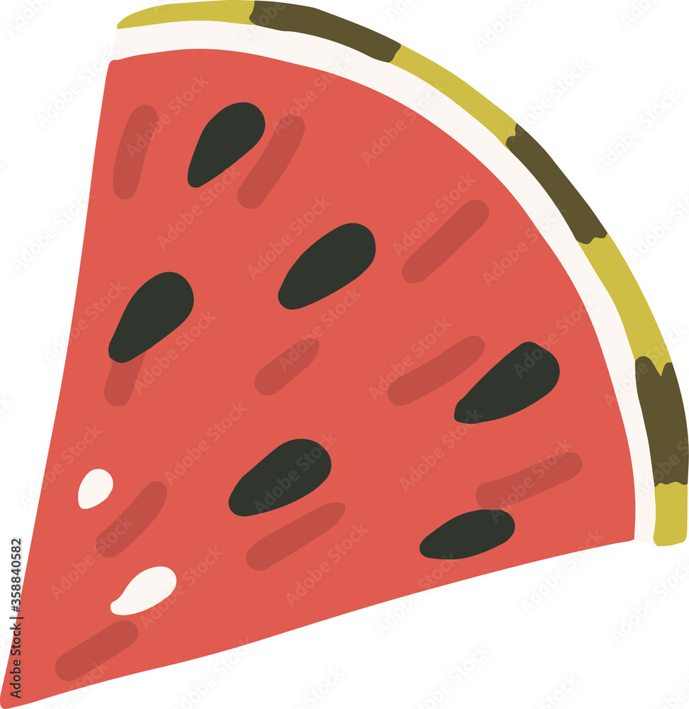 Watermelon slice clipart set hand drawn childish flat style isolated on white background. Watermelon slice clipart set hand drawn childish flat style isolated on white background.