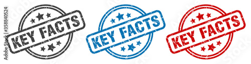 key facts stamp. key facts round isolated sign. key facts label set