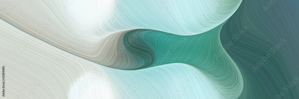 Plakat beautiful decorative waves header design with teal blue, light gray and cadet blue colors. can be used as poster, card or background graphic