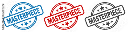 masterpiece stamp. masterpiece round isolated sign. masterpiece label set