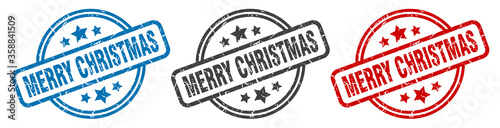 merry christmas stamp. merry christmas round isolated sign. merry christmas label set