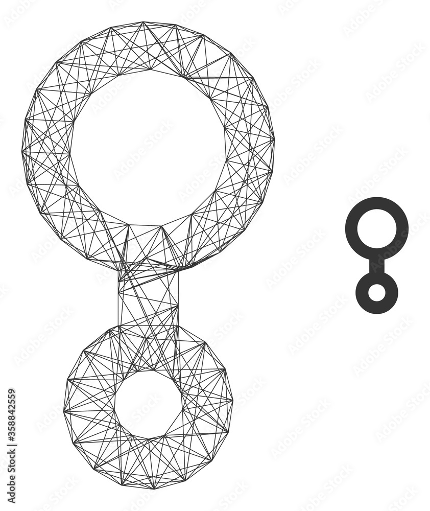 Mesh Smbol Web mesh third gender symbol vector icon. Flat 2d carcass created from ...