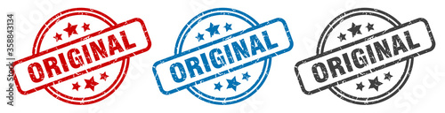 original stamp. original round isolated sign. original label set