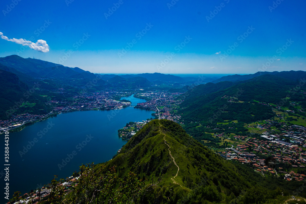Beautiful landscape from Monte Barro, Italy over Como Lake