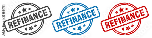 refinance stamp. refinance round isolated sign. refinance label set