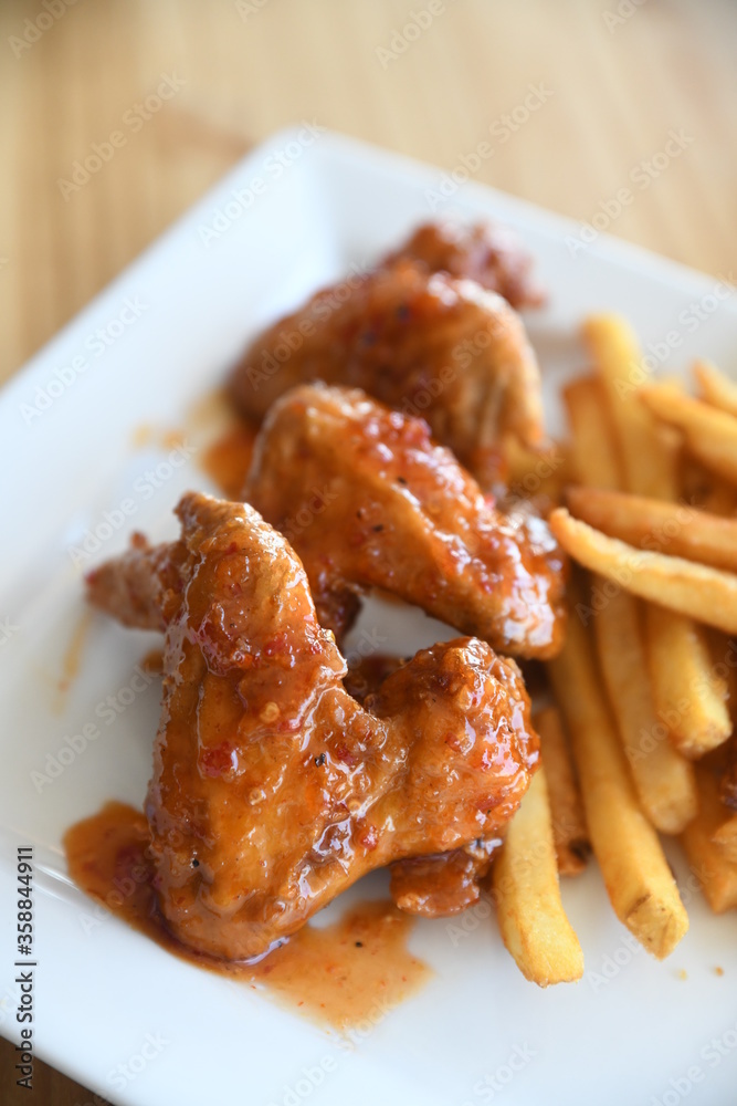 chicken wings with fries Stock Photo Adobe Stock