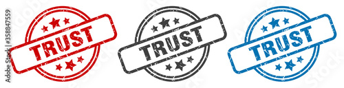 trust stamp. trust round isolated sign. trust label set