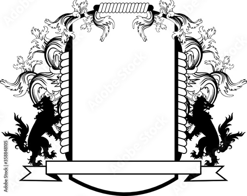 heraldic shield crest emblem coat of arms tattoo in vector format