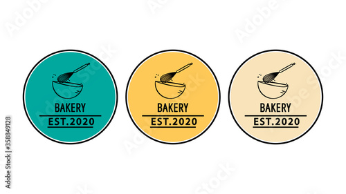 Bakery logo design. Bakery sign vector. Whisk logo design.