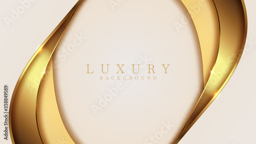 Luxury golden line  background mustard shades in 3d abstract style, Illustration from vector about modern template deluxe design.