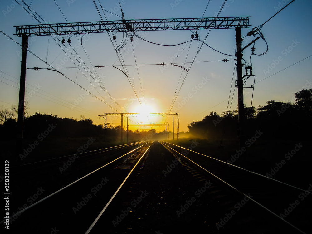 railway in the sunset