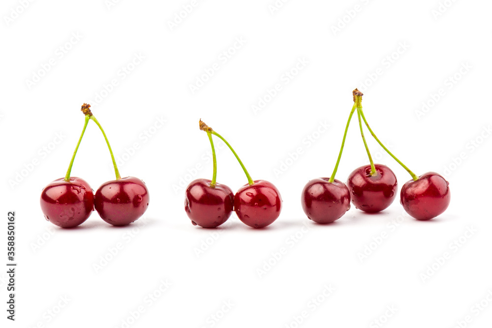 Сherry berries isolated on white background. With clipping path. Сherry berries isolated on white background. With clipping path.