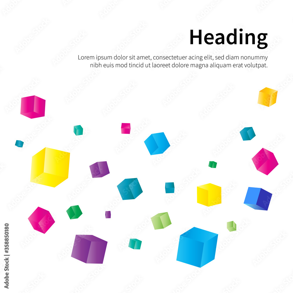 Vector abstract background with colorful flying cubes.