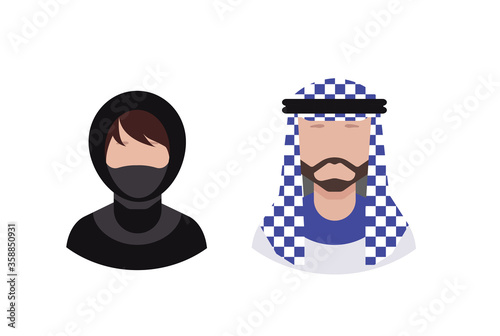 Arabic Woman and man Avatar vector