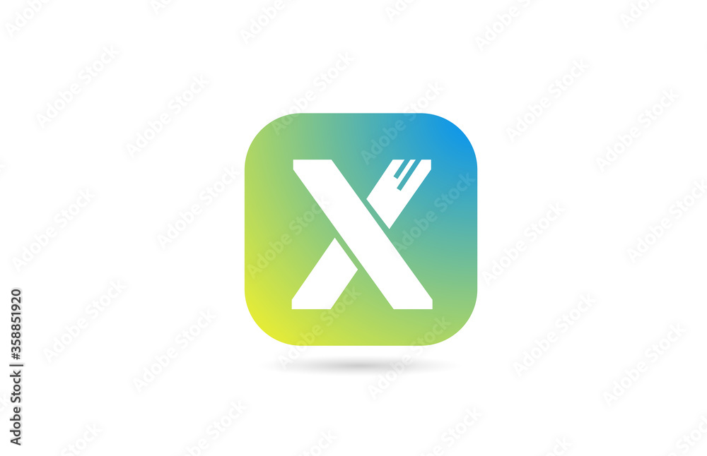 green blue X alphabet letter logo icon design for business and company. Pastel color template green blue X alphabet letter logo icon design for business and company. Pastel color template