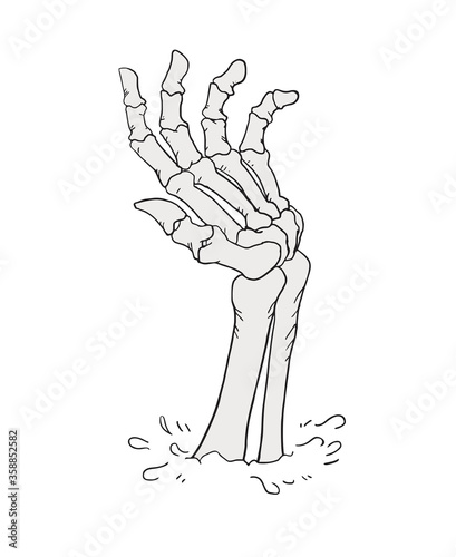 Design of terrifying skeleton hand draw