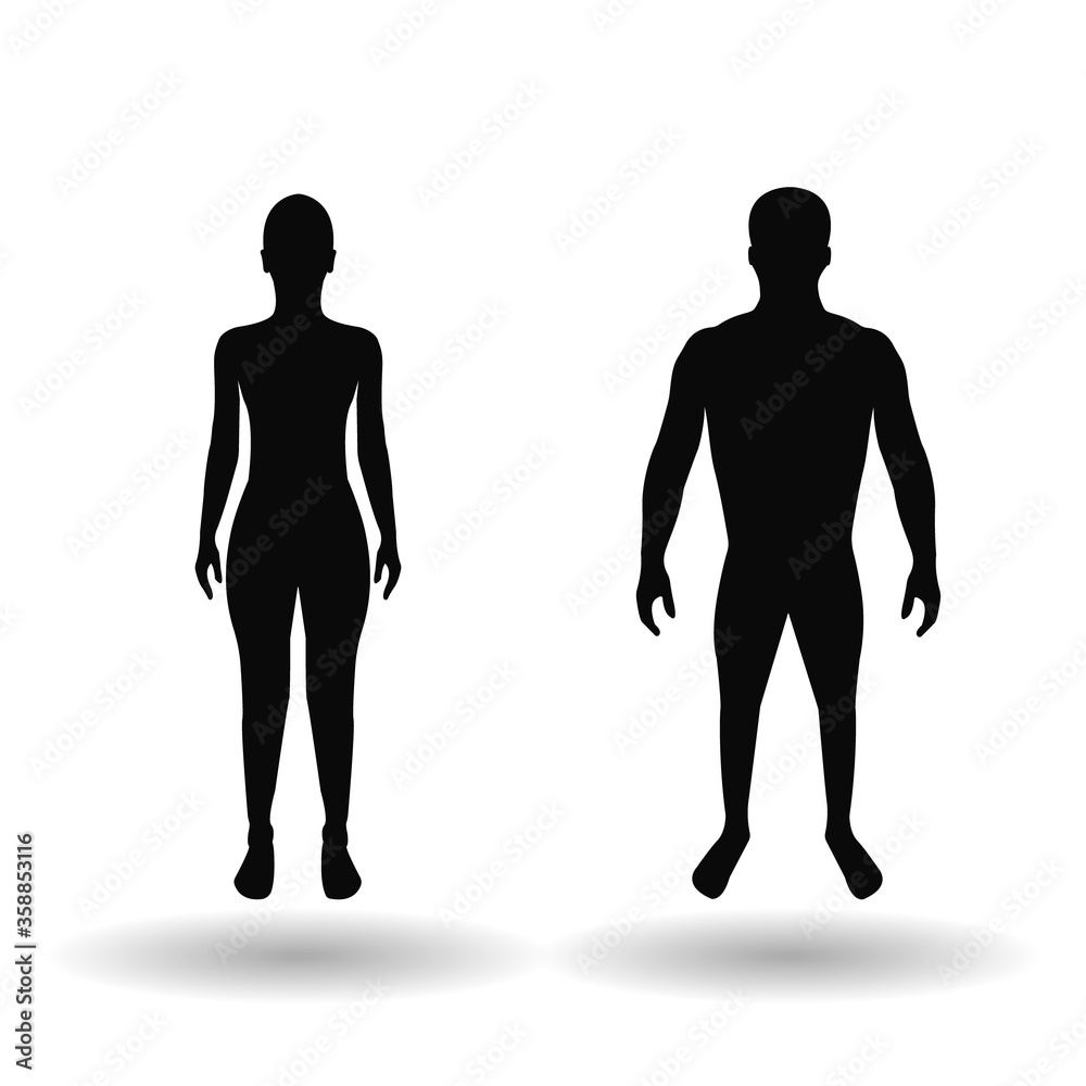 Silhouette of man and woman on a white background. Vector illustration.