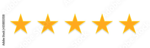 Five golden stars. Rating, quality assessment.