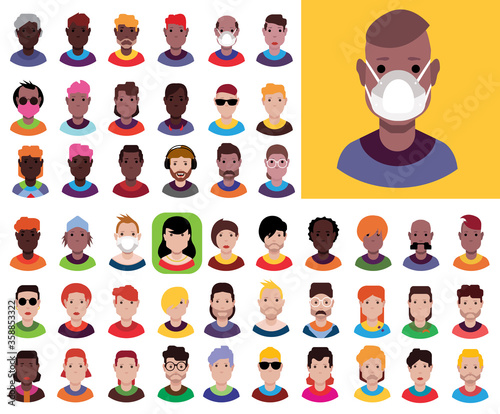 Large set of people avatars in flat style - vector © The Mumus