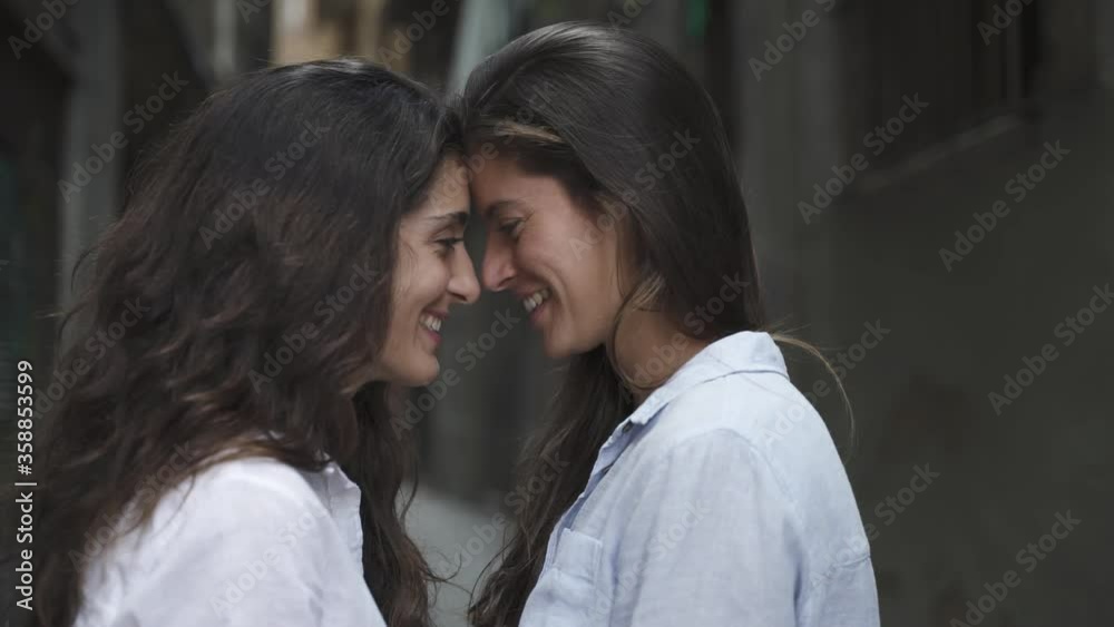 Lesbian girls couple look each other in the eye. LGBT Lesbian girls couple look each other in the eye. LGBT
