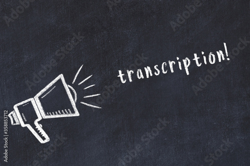 Chalk scetch of loudspeaker and inscription transcription